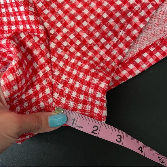 Zara Women Red White Medium Waist Tie Gingham Romper Shorts Playsuit V Neck Red - Picture 7 of 9